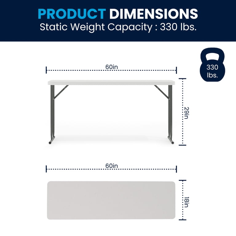Emma + Oliver 5-Foot Rectangle Plastic Folding Table, 60