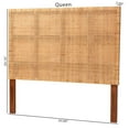 thumbnail image 3 of bali & pari Lesia Bohemian Natural Rattan and Mahogany Wood Queen Size Headboard, 3 of 7