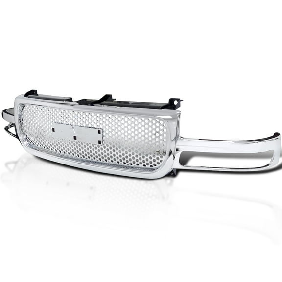 Spec-D Tuning Upper Round Hole Mesh Hood Grill Grille Chrome Compatible with 2000-2006 GMC Yukon Xl