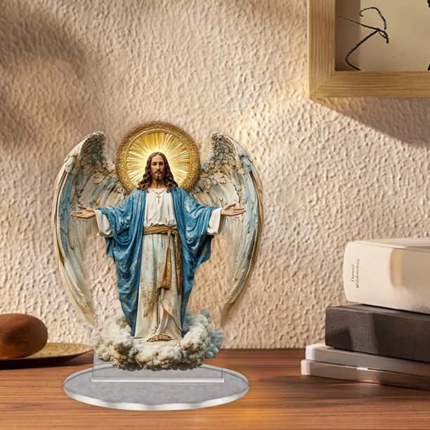 Seyotauo Acrylic Craft Ornament, Easter/Christmas Tabletop Beautiful 2D Ornament for Tabletop Decoration for Mantel Bedroom Shelf Fireplace, Religious Gift to Family and Friends, Devout Home Decor