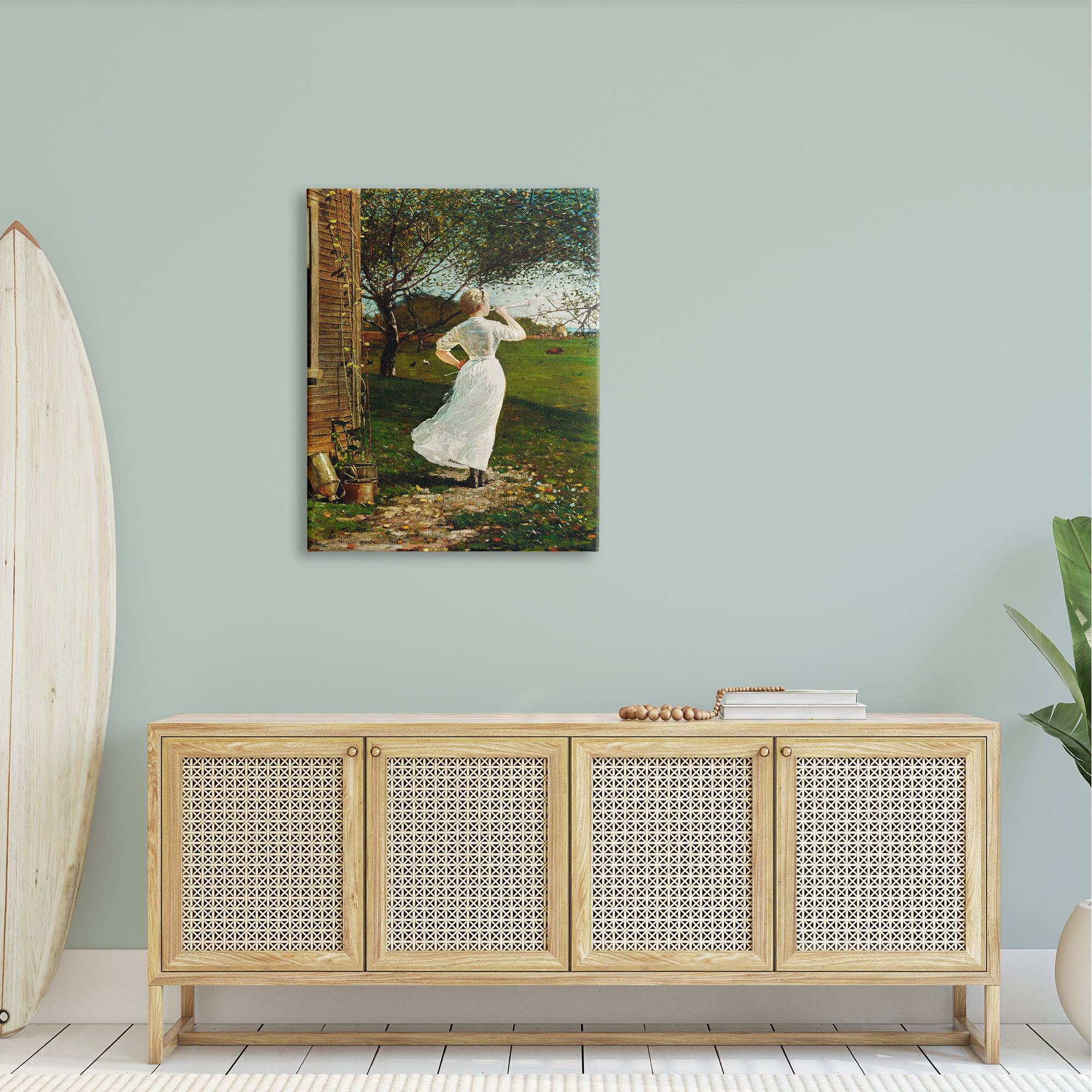 Stupell Industries Classic Woman Instrument Rural Vintage House Painting Painting Gallery Wrapped Canvas Print Wall Art, Design by Lettered and Lined