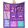 thumbnail image 1 of LHSHID 21st Birthday Gifts for Her Happy 21st Birthday Decorations for Her Best 21st Birthday Gifts Flannel Throw Blanket 21 Year Old Birthday Gifts for Her Female 21st Birthday Gifts 60x80in, 1 of 5