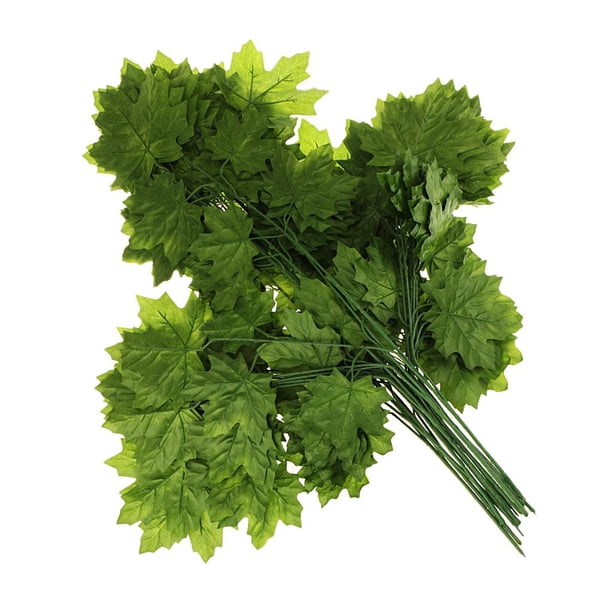 12 hojas artificiales decorativas de hojas de arce, adorno de primavera para Pascua. Verde