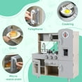 thumbnail image 3 of Pirecart Wooden Play Kitchen for Kids, Pretend Toddler Cooking Playset Toys with Realistic Sounds & Lights, forAge 3+ Girls and Boys, Gray, 3 of 7
