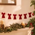 thumbnail image 2 of 2026 Velvet Bow Garland Bunting, Pre-Assembled Long Tail Bow String Banner, Christmas Indoor Hanging Decor for Fireplace, Wall, Window & Holiday Party, 2 of 6