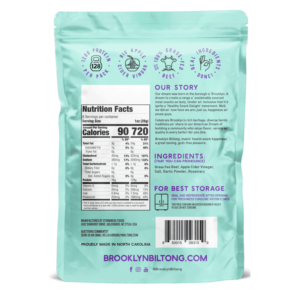 Brooklyn Biltong - Air Dried Grass Fed Beef Snack, South African Beef Jerky - Whole30 Approved, Paleo, Keto, Gluten Free, Sugar Free, Made in USA (Steakhouse)