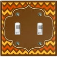 thumbnail image 1 of Metal Light Switch Plate Outlet Cover Brown Orange Chevron Frame Wallpaper WAL041, 1 of 13