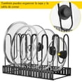 thumbnail image 5 of Support de Pot, 2 Méthodes Diy Support de Pot en Acier Inoxydable Rangement de Cuisine avec 8 Compartiments Réglables Parfait pour Ustensiles Casseroles, Pots, Couvercles, 5 of 5