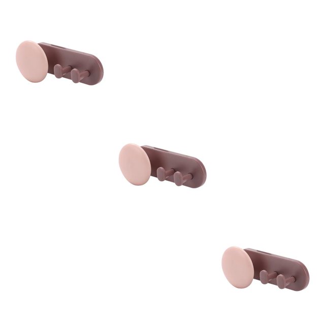 Inteprter Soporte de almacenamiento Colgador de almacenamiento de alambre autoadhesivo de plástico Gancho de estante colgante para oficina en casa, rosa y rosa marrón morado 3piezas Inteprter CBP166647