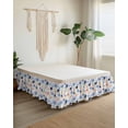 thumbnail image 2 of Color Flowers Bed Skirt King Size 18 Inch Drop, Pink Blue Flowers Green Leaf Decoration Adjustable Elastic Dust Ruffles Bedskirt for King Bed Wrap Around Pleated Mattress Frame Cover, 2 of 9