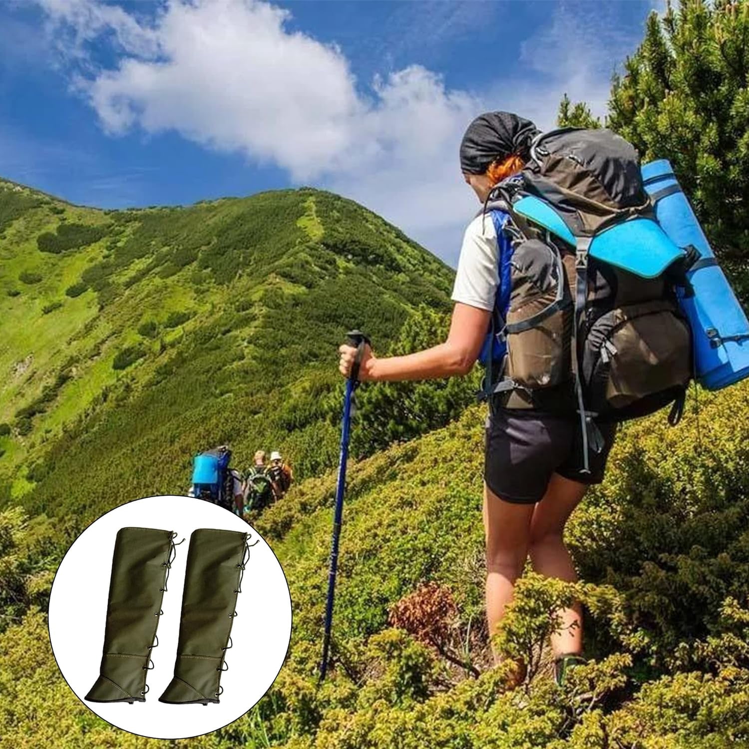 Snake Gaiters for Hiking:Boot Gaiters for Men Women,Waterproof Snow Gaiters Legs Guards for Hiking Hunting Boots,Legs Gaiters for Snake Bite Protection with Adjustable Rope,22Inch