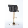 thumbnail image 3 of Tzicr Velvet Bar Stools Set of 4, Luxury Upholstered Bar Chairs with Woven Back & Footrest, Adjustable Counter Height Bar Chairs for Cafe, Pub, Bar Counter (Grey), 3 of 7