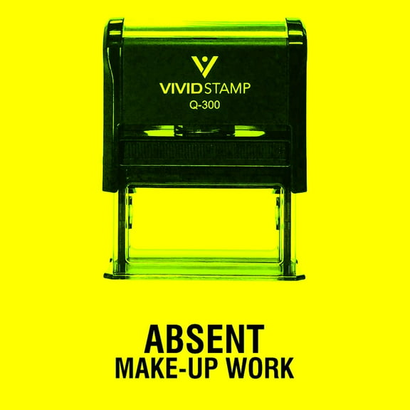 Vivid Stamp ABSENT Make-up Work Teacher Self Inking Rubber Stamp (Black Ink) - Large