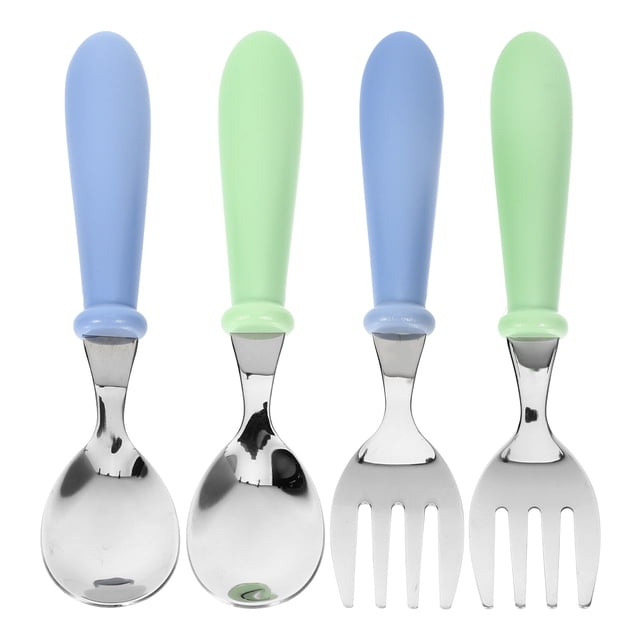 4Pcs Toddler Utensils Kids Silverware Children Spoons and Forks Set Baby Feeding Essentials