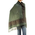 thumbnail image 2 of Falari Women's Pashmina Shawl Wrap Border Pattern Double Layered Scarf Wine, 2 of 4