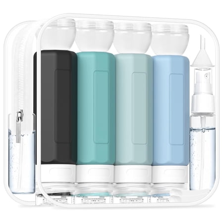 MateeyLife 17PCS Travel Bottles for Toiletries, TSA Approved Travel Size Containers, Leak Proof Travel Containers for Toiletries, Silicone Travel Kit for Shampoo, Conditioner, Lotion & Creams Gray
