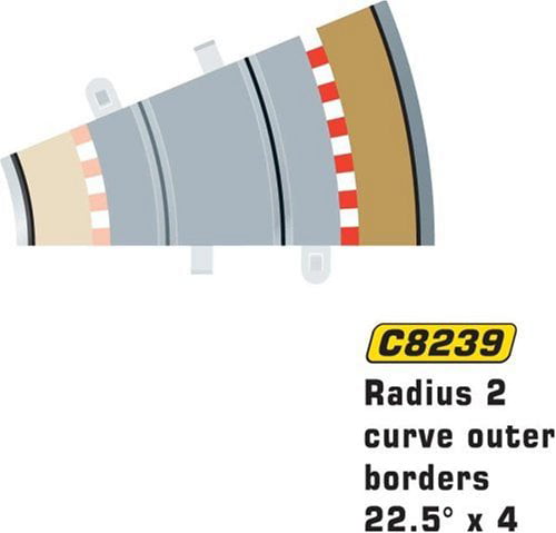 4pcs C8228 Scalextric Radius 2 45° Curve Track Tan Outer Borders 