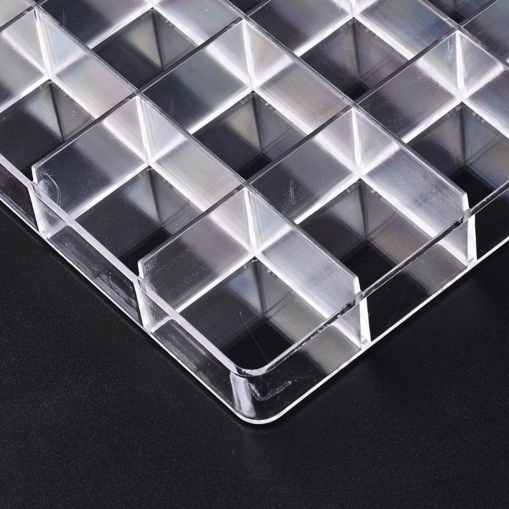 Polystyrene Bead Storage Containers 28 Compartments Organizer Boxes with Hinged Lid Rectangle Clear 19.9x13.5x2.5cm compartment: 3.2x2.7cm
