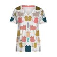 thumbnail image 4 of Snoarin Summer Plus Size Womens Tank Tops Women Tops Short Sleeve V-neck Tops Working Uniform Floral Print With Three Pockets Blouse Work Uniforms for Women on Clearance, 4 of 5