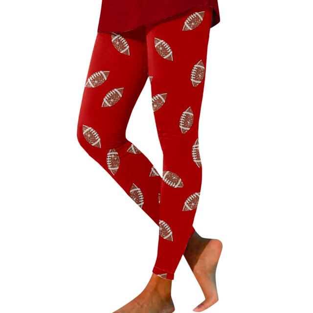 Leggings de Forro Polar para Mujer Moda Entrenamiento Navidad Impresión Color Bloque Rojo XL Gibobby