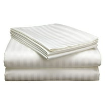 AUQ Bed Sheets Set - 800 Thread Count 100% Egyptian Cotton Sheets - 4 Piece Sheet Set Fits Mattress Up to 24" Deep Pocket Sateen Weave for Soft Fitted Sheet - Ivory Stripe King Size