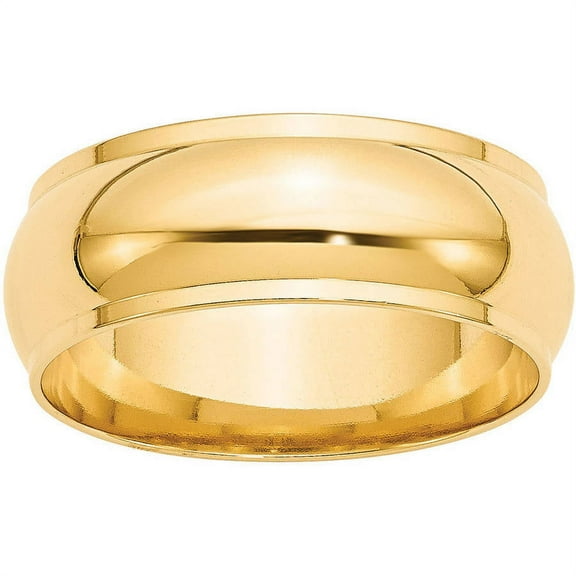 Primal Gold 14 Karat Yellow Gold 8mm Half Round with Edge Band Size 10