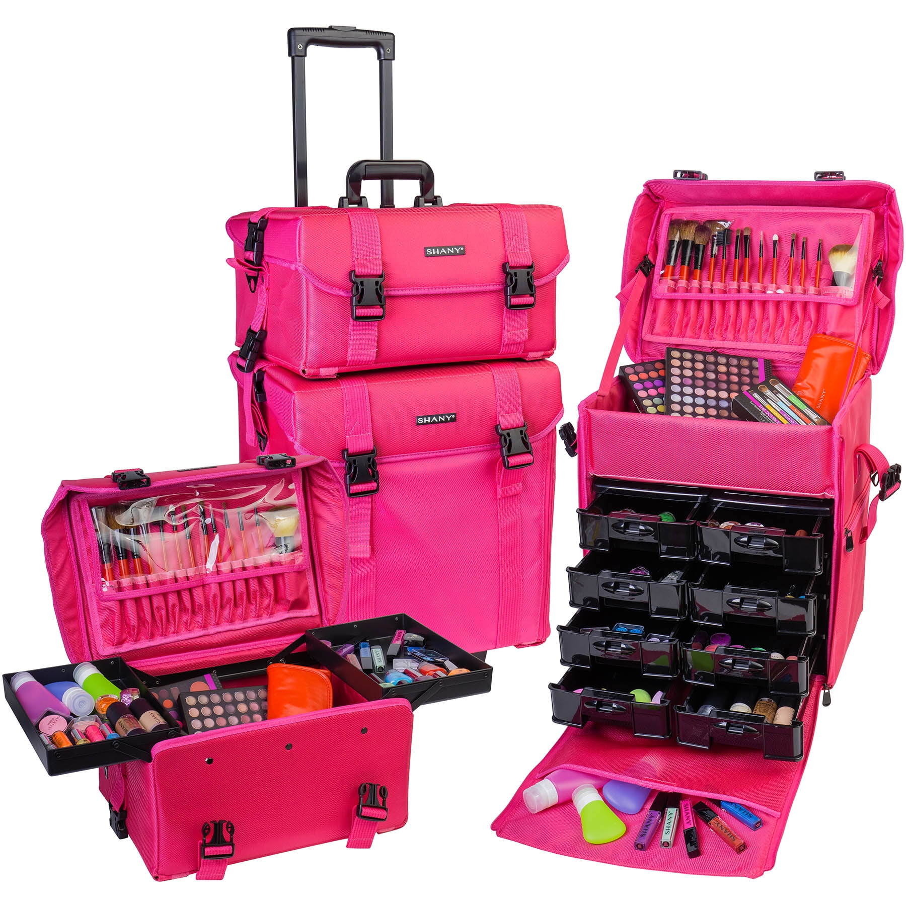 SHANY Soft Makeup Artist Rolling Trolley Cosmetic Case with Free