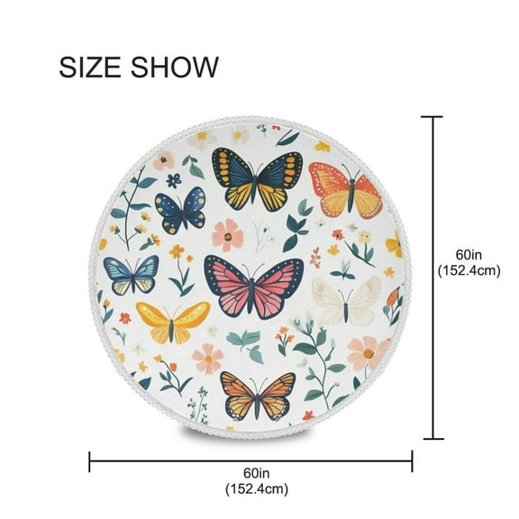 YAZAOO Round Tablecloth Butterfly Pattern Pattern Tableclothes