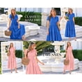 thumbnail image 5 of PRETTYGARDEN Womens Boho Maxi Dress Floral Summer Spring Short Sleeve V Neck A Line Embroidered Beach Vacation Dresses, 5 of 8