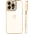 thumbnail image 4 of Compatible with iPhone 14 Pro Max Case Love Heart Plating Electroplate Luxury Elegant Case Camera Protector Soft TPU Shockproof Protective Corner Back Cover iPhone 14 Pro Max Case -White, 4 of 6