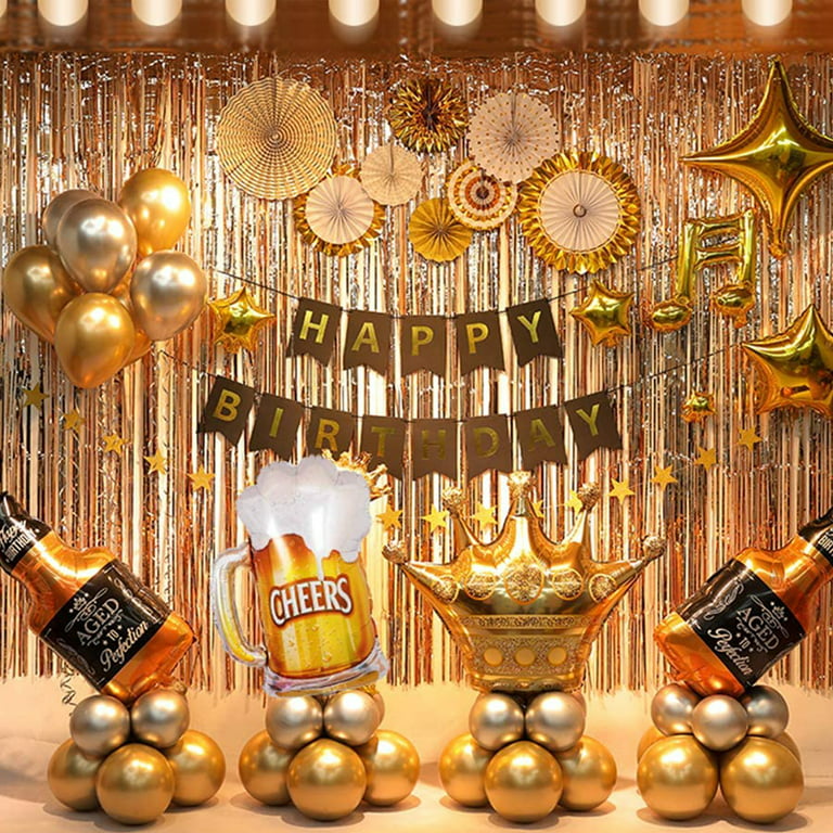 Birthday Party Decoration Gold Background Balloons Set Party Supplies With  String Light