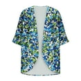thumbnail image 4 of Hawaii Cardigan for Womens Floral Printed T-Shirt Scooped Neck Tee 3/4 Length Sleeve Tops Baggy Boho Dressy Shirts Comfort Casual Tuncis Tops Vacation Beach Party Clothes Trendy 2025, 4 of 5