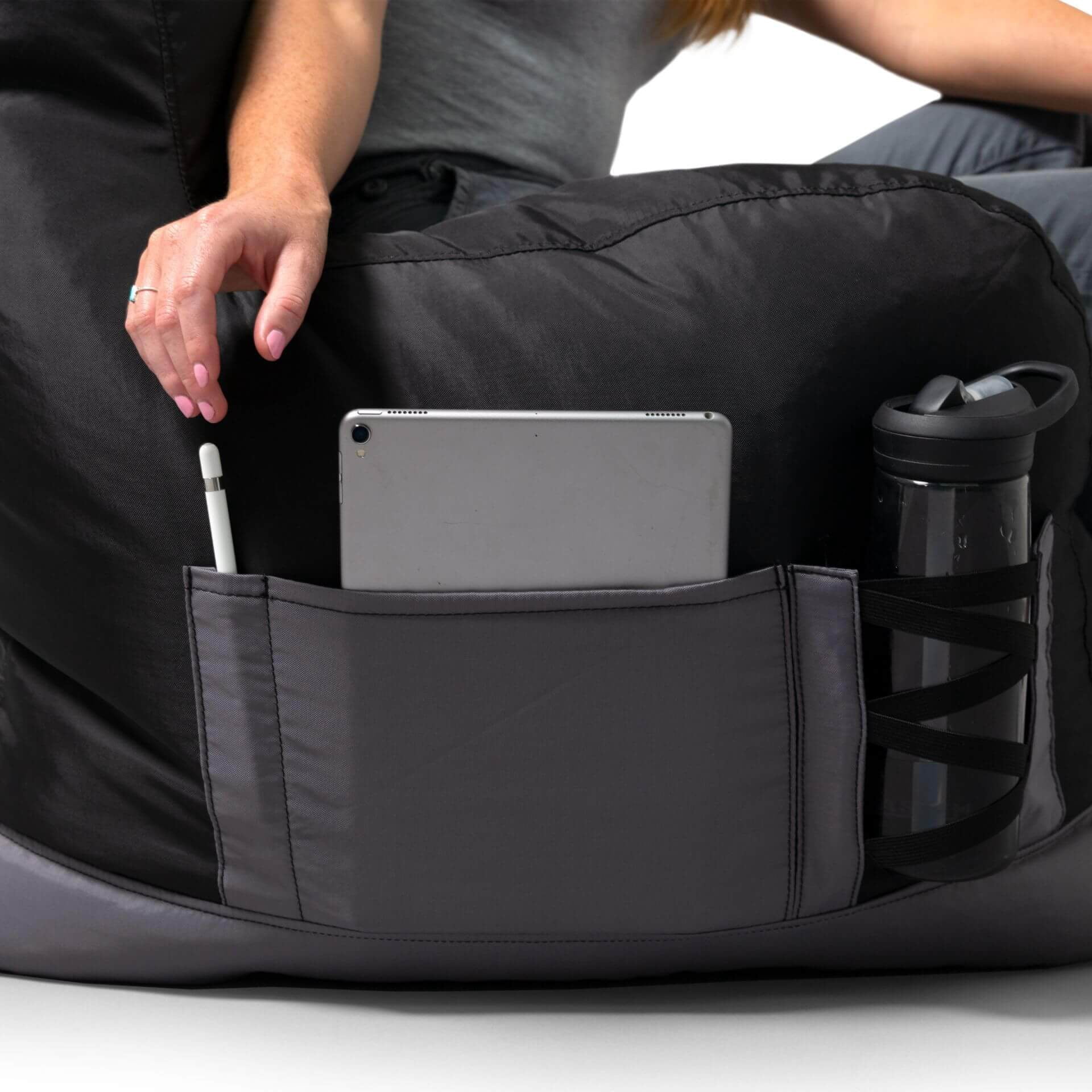 Big Joe Dorm Bean Bag Chair with Drink Holder and Pocket, 3 feet