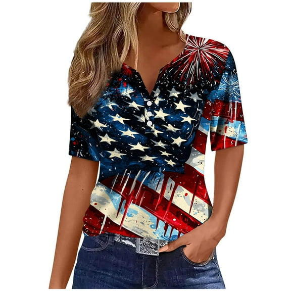VerPetridure Womens American Flag Tank Tops Patriotic Shirts for Women 4th of July Tanks Top Loose Fit Summer Ring V-Neck Tees Top