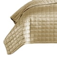 thumbnail image 3 of Benjara 3 Piece Queen Size Coverlet Set with Stitched Square Pattern- Gold, 3 of 6