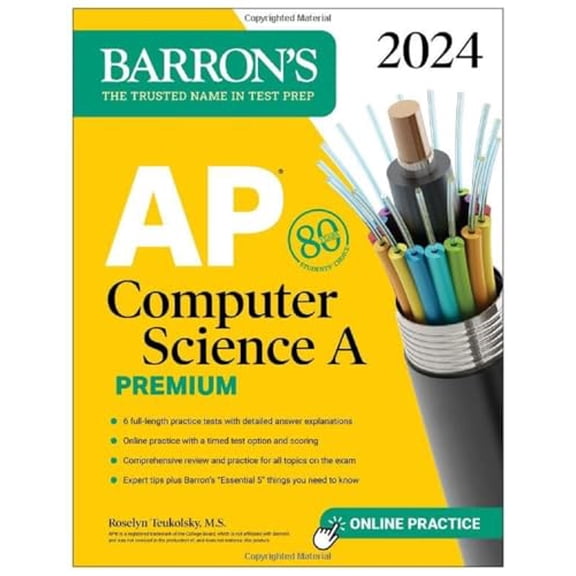 Pre-Owned AP Computer Science a Premium, 2024: 6 Practice Tests Comprehensive Review Online Practice (Paperback) 1506287913 9781506287911
