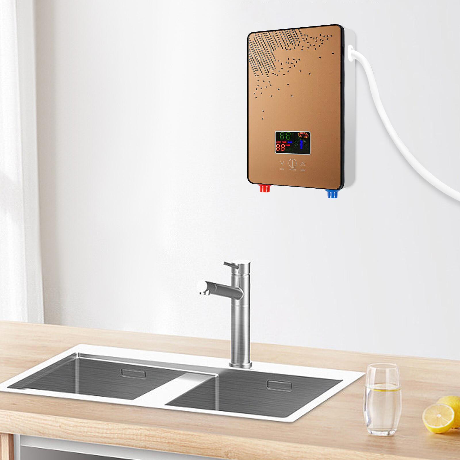 110V 4500W Whole House Electric Instant Tankless Water Heater with Shower Head On Demand Instant Hot Water Heater for Home RV Warehouse