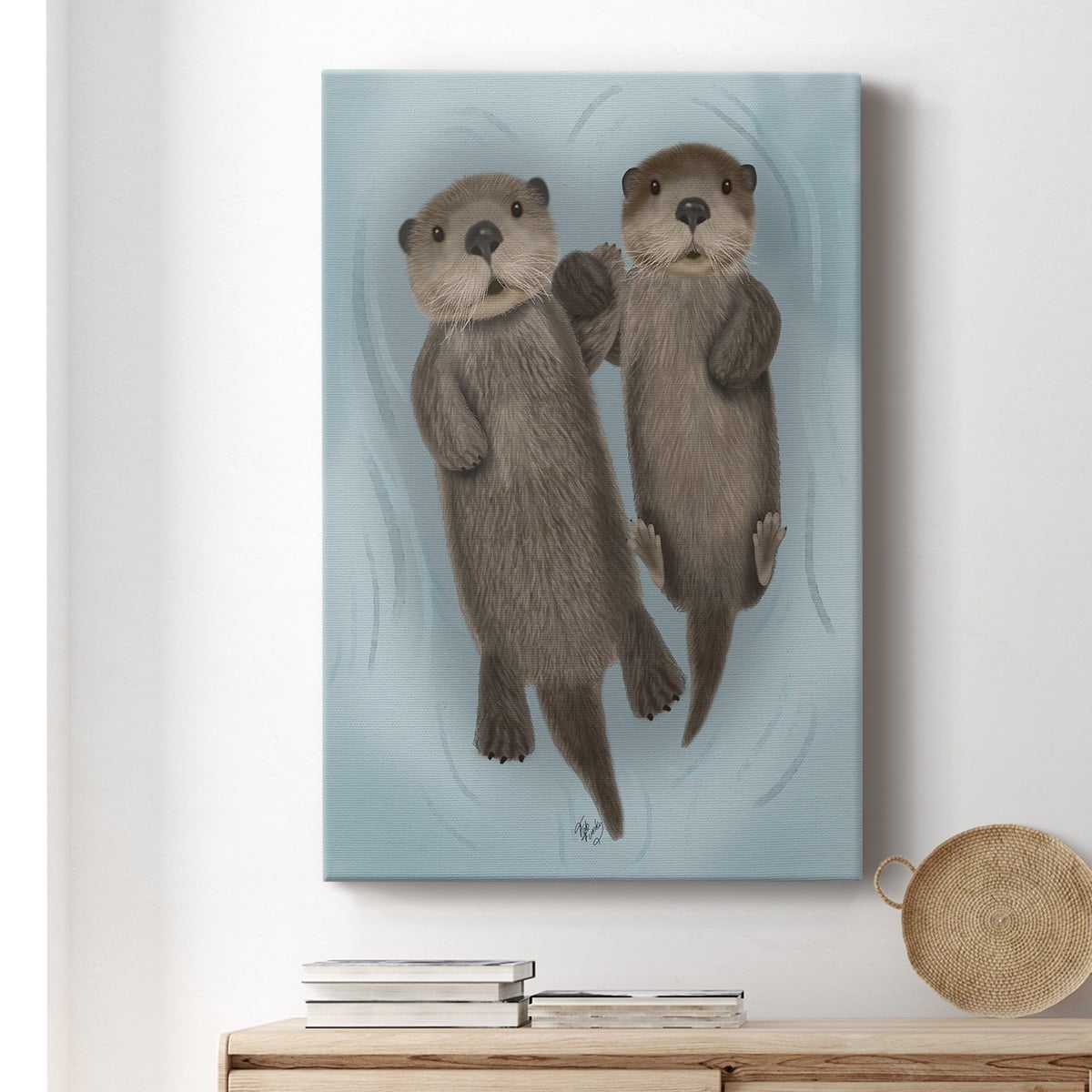 Otters Holding Hands Premium Gallery Wrapped Canvas - Ready to Hang