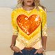 thumbnail image 1 of Xuyuer Valentine's Day 3/4 Sleeve Tee - Ladies' 3/4 Sleeve Printed T-Shirt for Romantic Date Nights, Love-Themed Photo Shoots, Unique Heart Pattern Statement Wear & Couples' Matching Style, 1 of 6