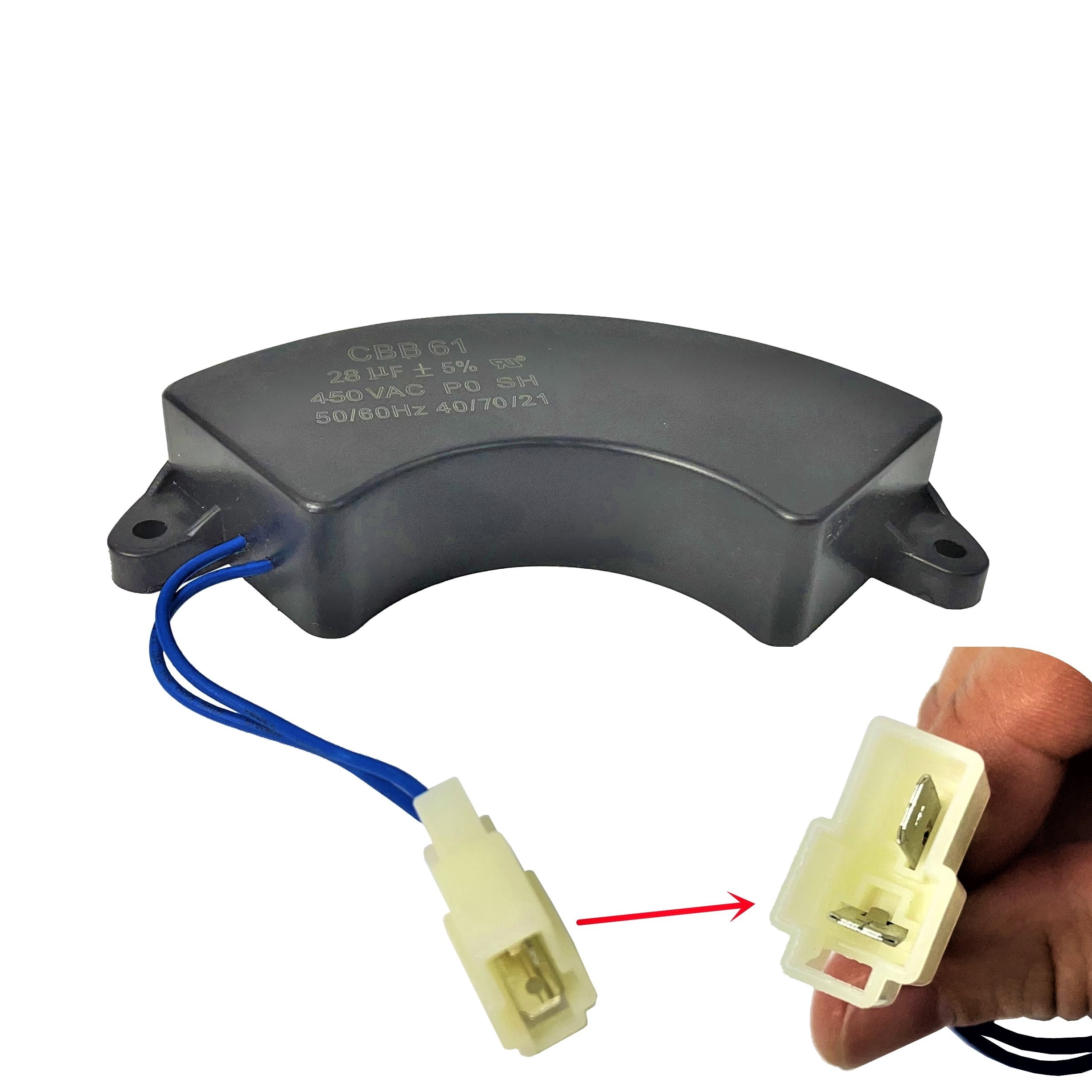 Half-Moon CBB61 28uF 28μf 450VAC 50/60 Hz 5-7KW Generator Capacitor with Plug UL