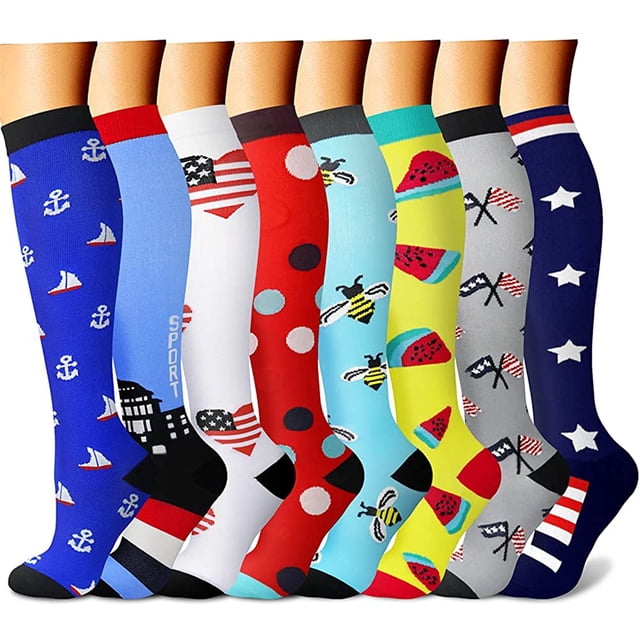 Compression Socks for Women & Men Circulation (8 Pairs)15-20 mmHg is Best Support for Athletic Running Cycling