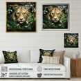 thumbnail image 4 of Designart "Lion in Green Foliage" Animals Framed Wall Art - Traditional Green Lion Entryway Framed Wall Art, 4 of 6