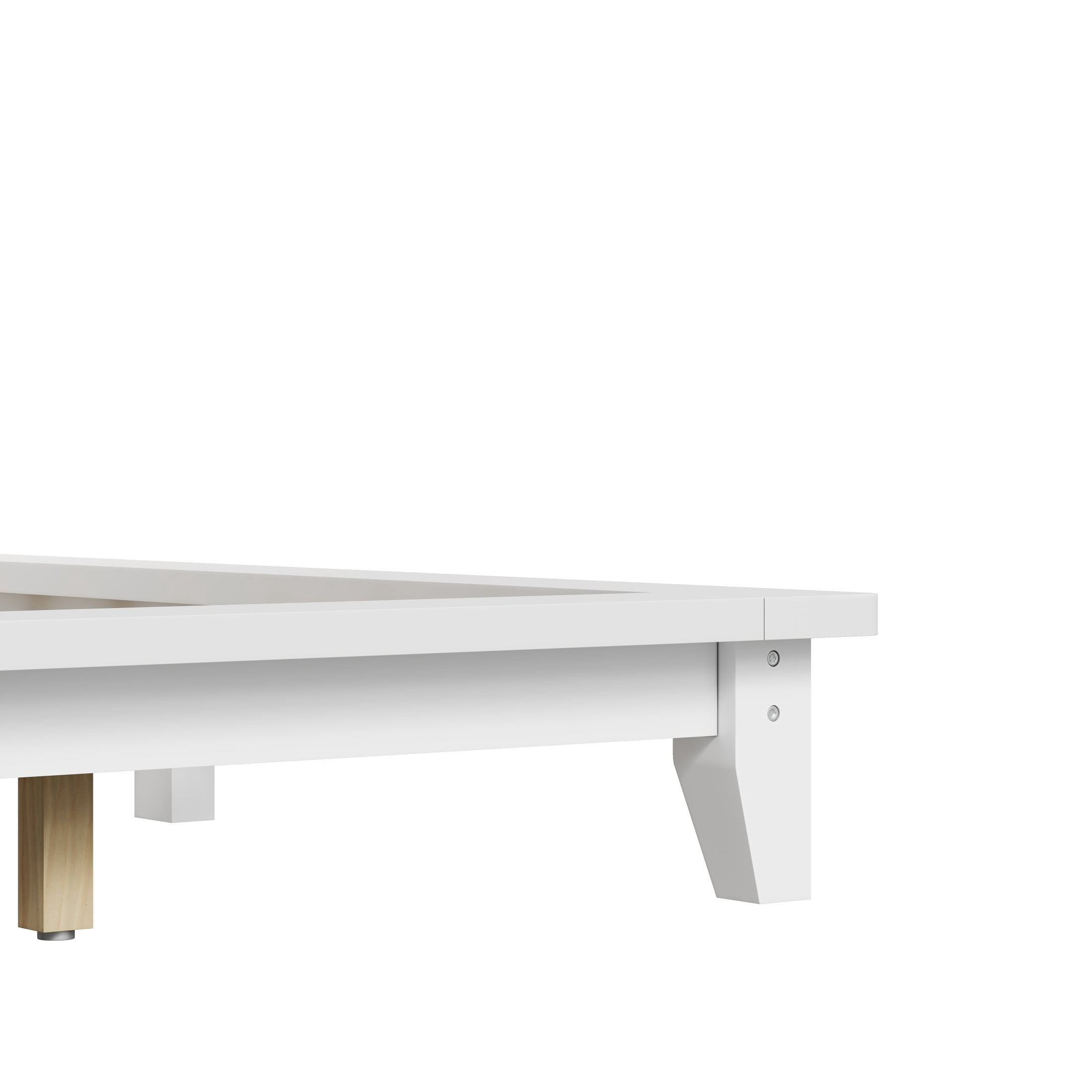Noble House Hazel King Size Pine Wood Platform Bed Frame with Legs and Headboard, Mid-Century Modern Design, White