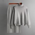 thumbnail image 4 of LEKODE Knit Sets Two Piece Women 2 Piece Maxi Skirt Sets for Women Striped Sweater Dress Sweater Dress Long Skirt Sweatsuits Women 2 Piece Outfit Workout Sets for Women Gray One Size, 4 of 4