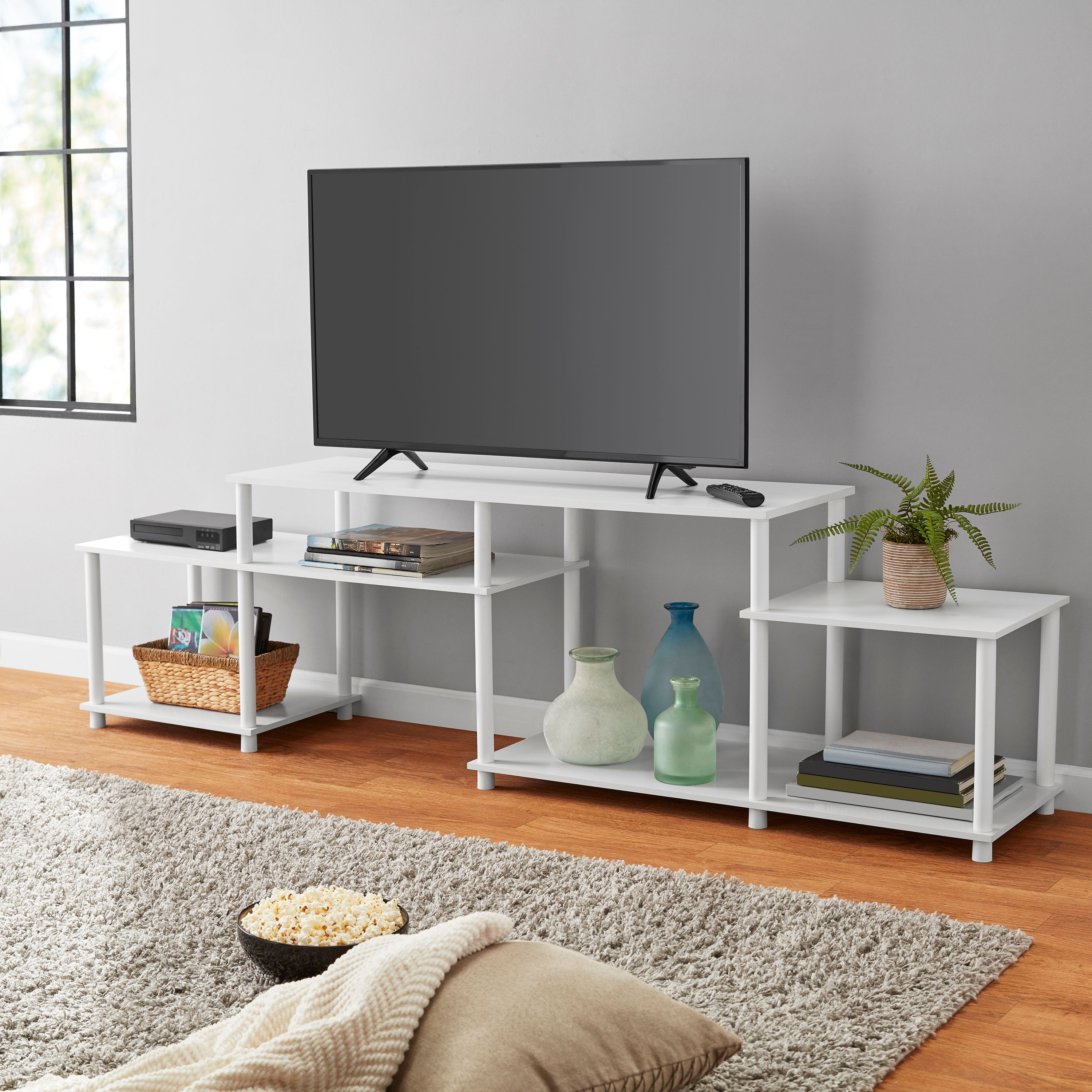 Black Oak TV Stand Entertainment Center For TVs Up To 52 Set W// Plastic Stopper