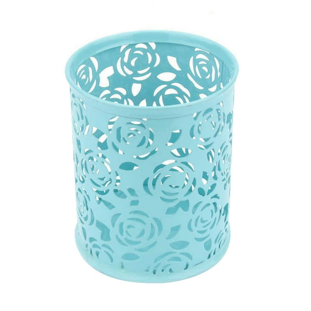Methold Soporte con patrón de flores de rosas huecas, práctico recipiente para lápices y bolígrafos, contenedor de papelería Carpetas de archivos