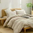 thumbnail image 2 of BESTOUCH Duvet Cover Set King 100% Washed Cotton Linen Feel Soft Chic Lightweight 3Pcs (Almond Milk Grey, 104"x90"), 2 of 8
