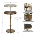 thumbnail image 6 of Kate and Laurel Engles Traditional Adjustable-Height Pedestal Side Table, 14 x 14 x 30, Antique Brass, Vintage Round Indoor Metal Plant Stand with Embossed Pattern for Use as Bedroom Nightstand, 6 of 11