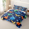 thumbnail image 3 of Homewish Kids Cartoon Dino Bed Spread Queen, Cute Dinosaur Queen Coverlet Set, Blue, 3pcs, 1 Comforter and 2 Pillowcases, 3 of 7
