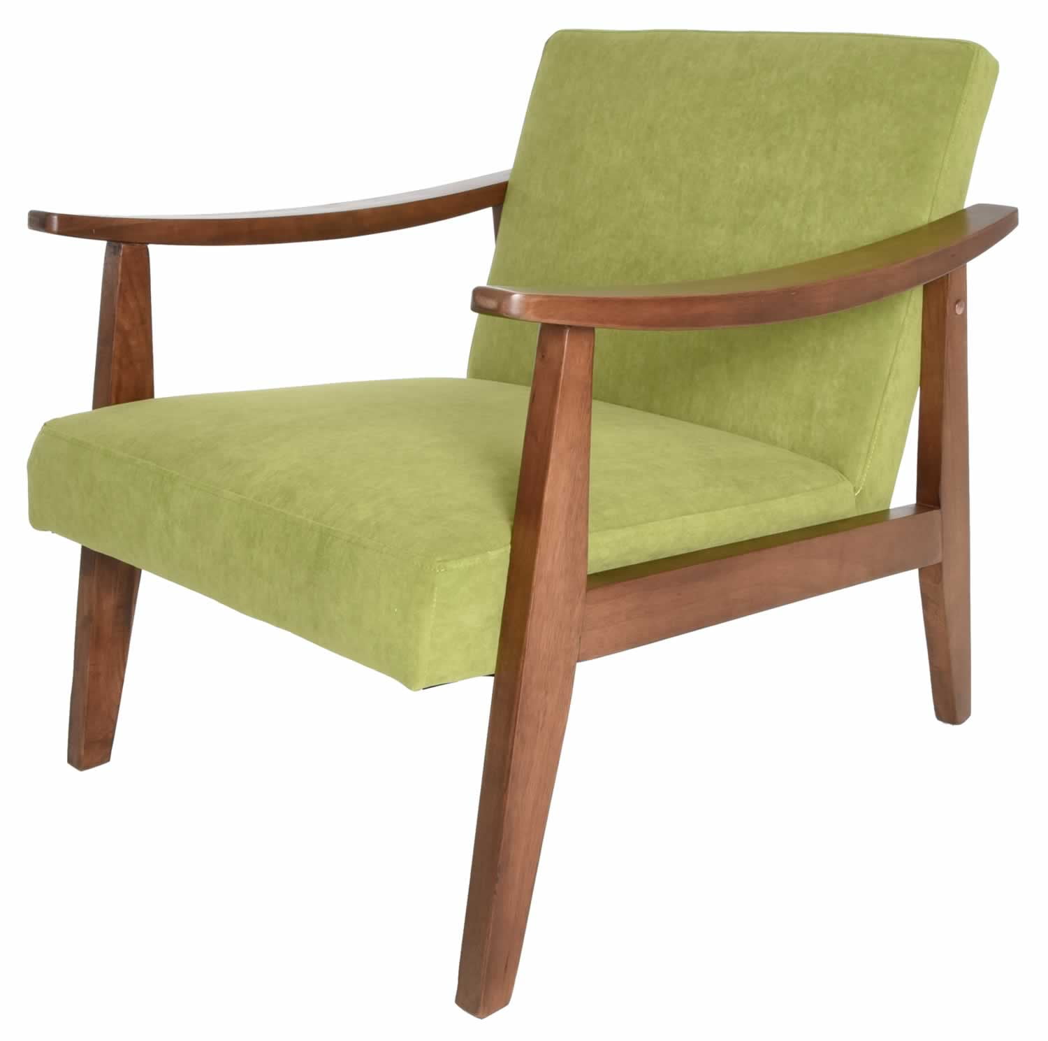 Zenvida Mid Century Modern Accent Armchair Solid Hardwood Upholstered